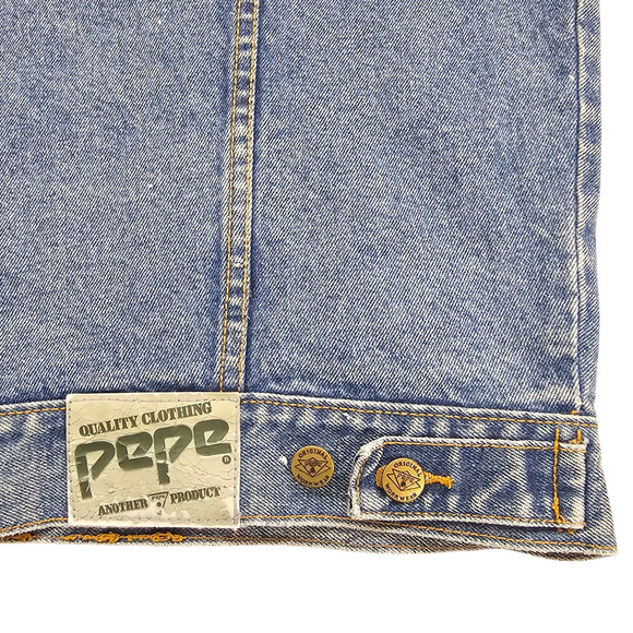 Vintage Pepe Jean Jackent Mens Medium Blue 80s Trucker Style Denim Stone Wash - Picture 8 of 16